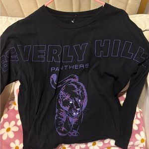 Brandy Melville Black and Purple Beverly Hills Panthers Long Sleeve Tee